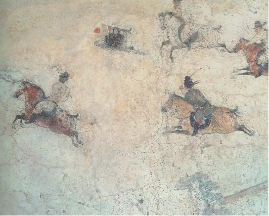 被禁止出境的陕西国宝;唐章怀太子墓壁画马球图 大陆赛马网